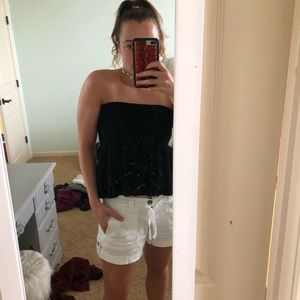 Black tube top with a flowy bottom